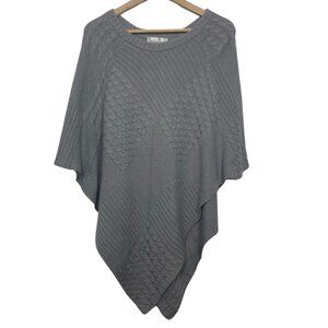 NOUVEAUX | Women's Gray Knit Asymmetrical Hem Cotton Blend Poncho | Size L